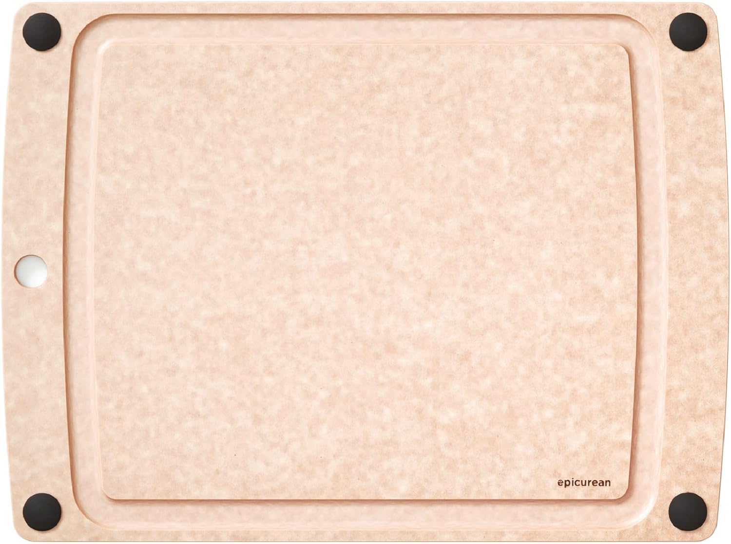 Epicurean All-In-One Cutting Board with Non-Slip Feet and Juice Groove, 17.5" × 13", Natural/Black