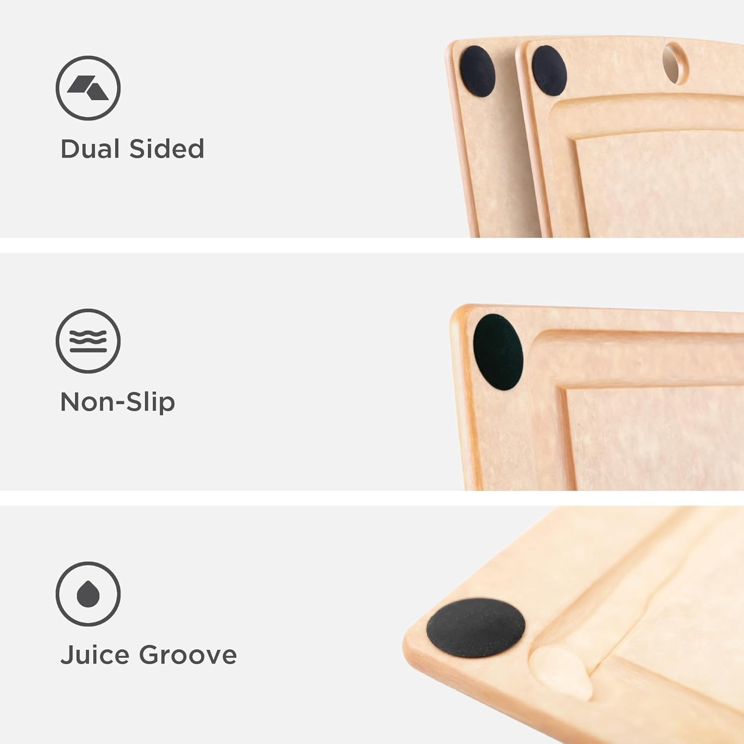 Epicurean All-In-One Cutting Board with Non-Slip Feet and Juice Groove, 17.5" × 13", Natural/Black - Image 5