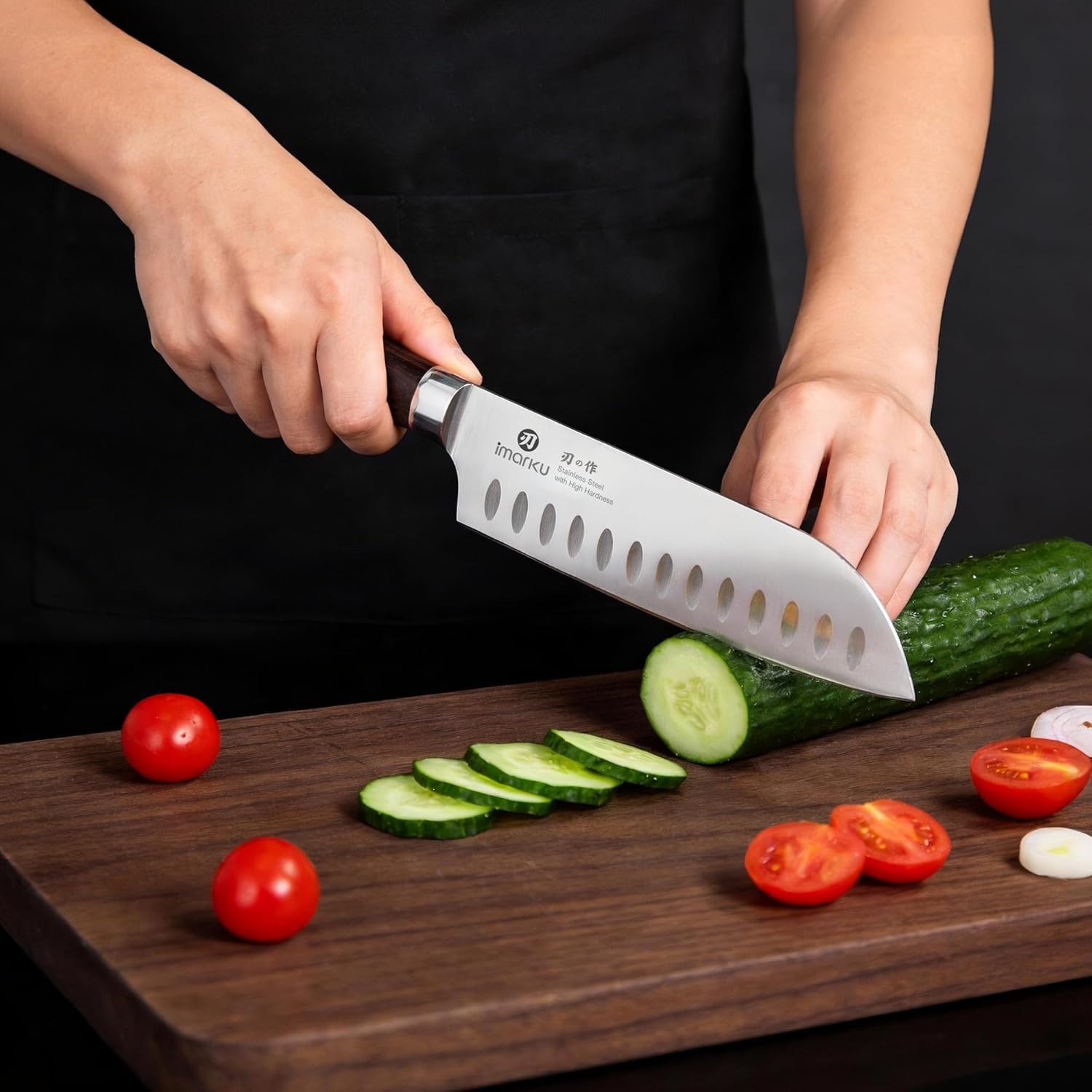 imarku Chef Knife 7 Inch Kitchen Knife Ultra Sharp Santoku Knife - High Carbon Japanese Chefs Knife, Kitchen Gadgets 2025, Apartment Essentials, Birthday Gifts for Him Her, Best Gifts for Women Men - Image 7