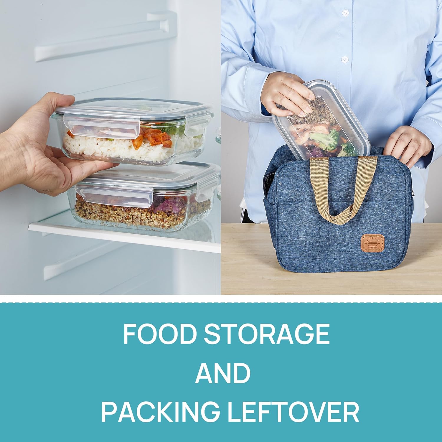 Vtopmart 5Pack 22oz Glass Storage Containers with Lids, Glass Meal Prep Food Container Sets with Snap Airtight Lid for Microwave, Oven, Freezer and Dishwasher, Grey - Image 5